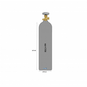 מיכל CO2 אלומיניום 1.6 ק"ג כולל מידות